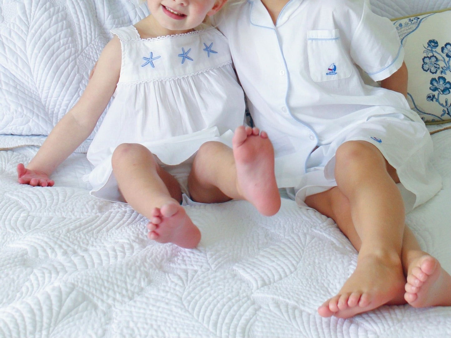 Starfish (Girls) White Cotton Dress, Embroidered