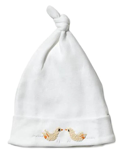 Knotted Baby Hat, Combed Cotton, Embroidered