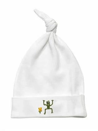 Knotted Baby Hat, Combed Cotton, Embroidered