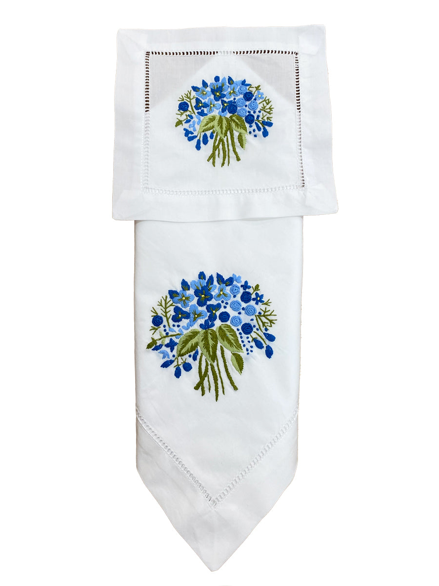 Dinner Napkin, Floral Bouquet (Blue), Set of 2