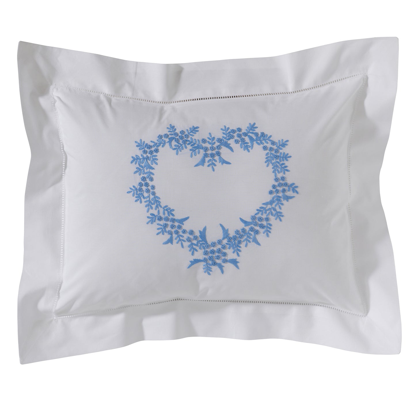 Boudoir Pillow Cover, Embroidered with Hem Stitch