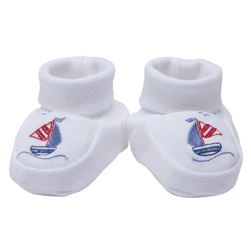 Baby Booties, Combed Cotton, Embroidered
