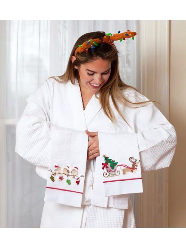 15% Off Holiday Embroidered Towels & Tissue Box Cover
