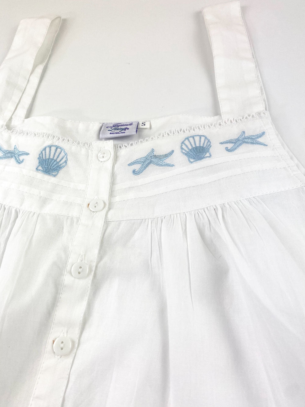 Seaside White Cotton Dress, Embroidered