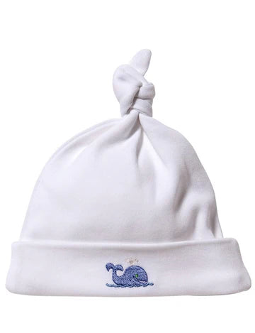 Knotted Baby Hat, Combed Cotton, Embroidered