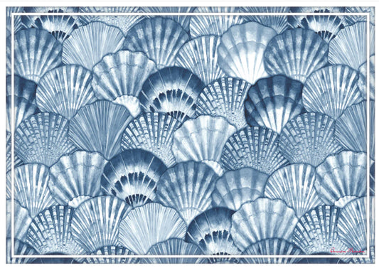 Placemat, Indigo Clams (Blue), Set of 4