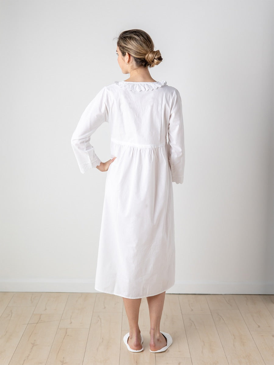 Stella White Cotton Nightgown