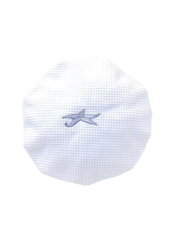 Shower Cap, Waffle Weave - Starfish (Blue)