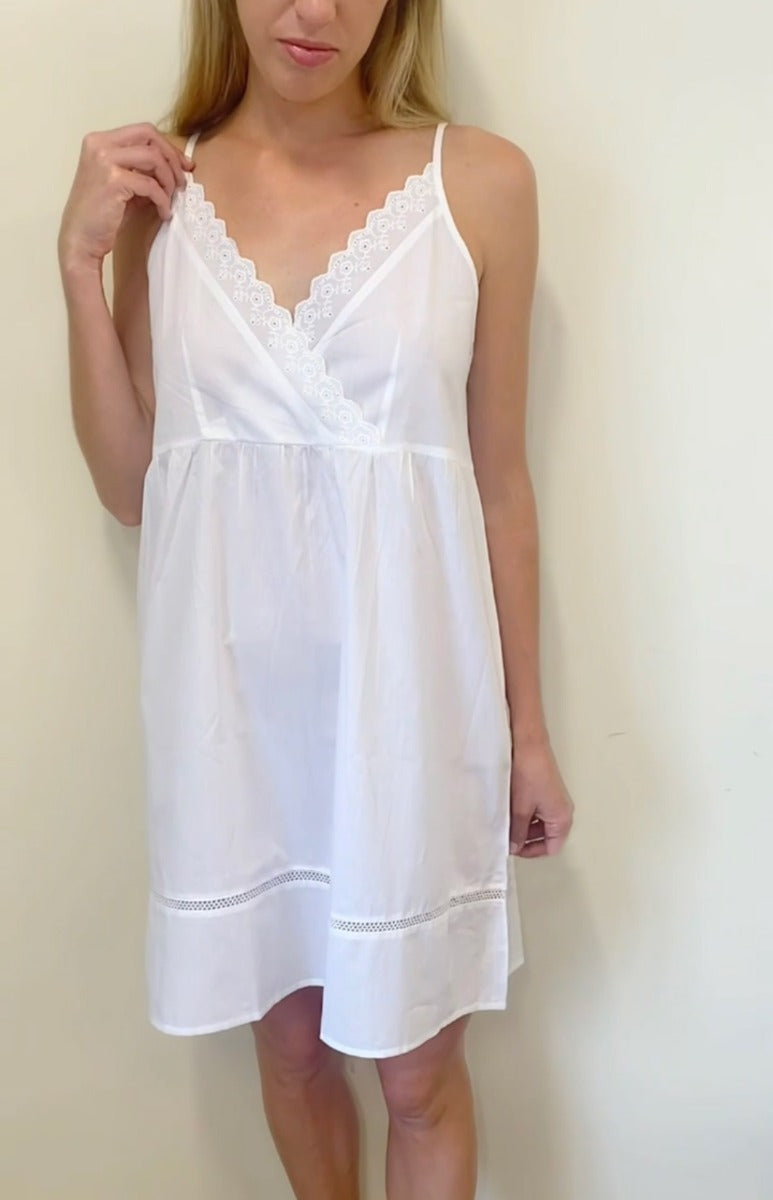 Cara White Cotton Nightgown