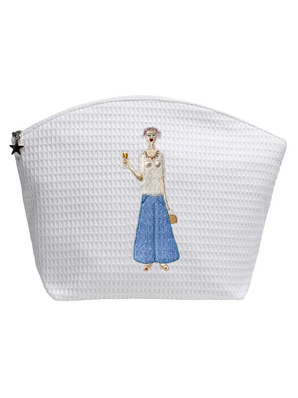 Cosmetic Bag (Large), Champagne Lady (Blue)