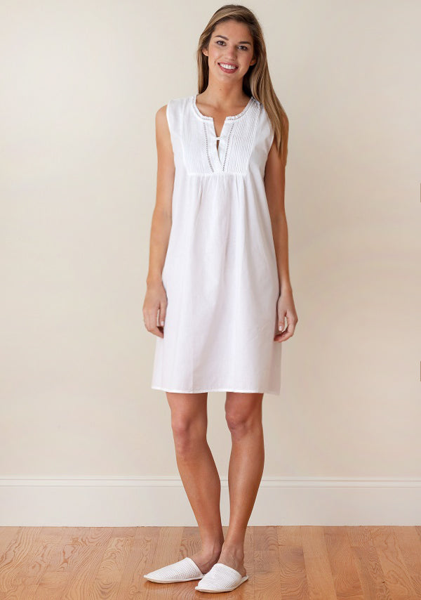 Chloe White Cotton Nightgown