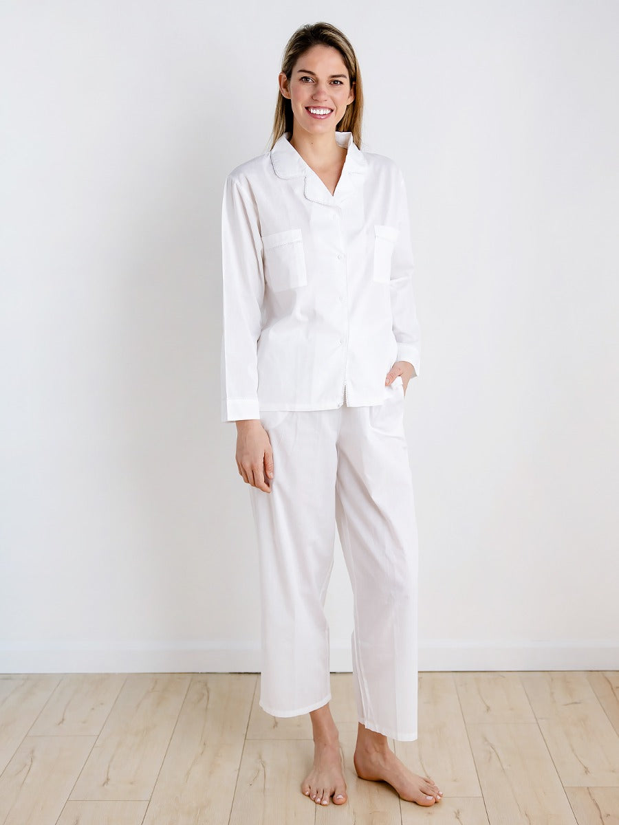 Christine White Cotton Pajamas