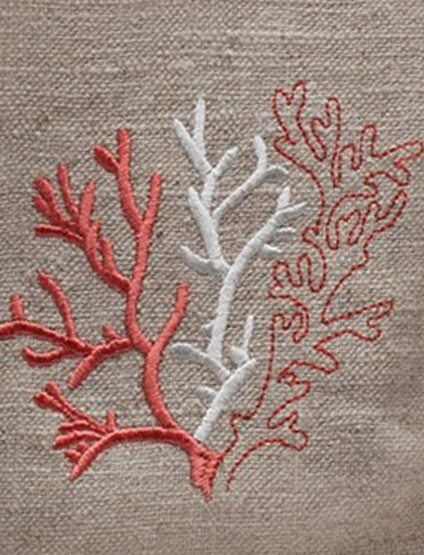 Tissue Box Cover, Natural Linen, Coral (Coral)