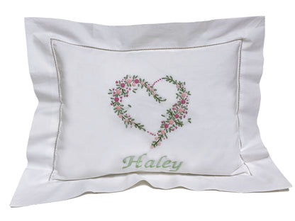 Boudoir Pillow Cover, Garden Heart (Pink/Green)