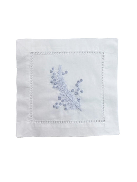 Cocktail Napkins, Fern (Misty White). Set of 4
