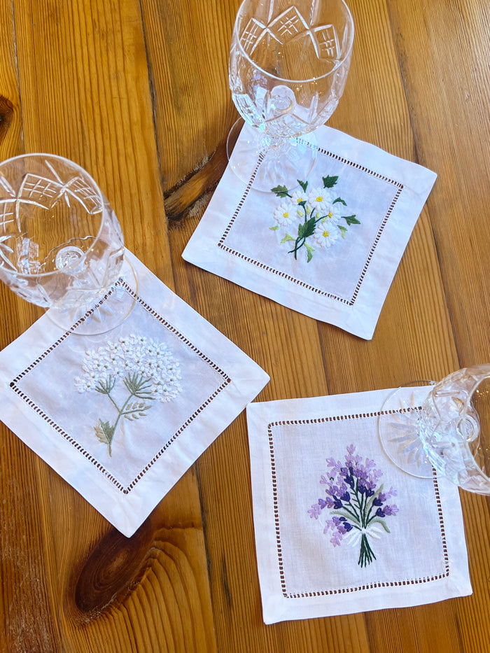 Cocktail Napkins, Daisies, Set of 4