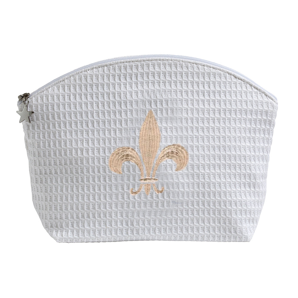 Cosmetic Bag (Medium), Fleur de Lis (Beige)