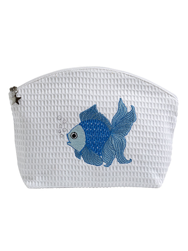 Cosmetic Bag (Medium), Fantail Fish (Blue)
