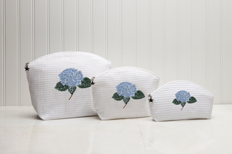 Cosmetic Bag (Large), Hydrangea Too (Light Blue)