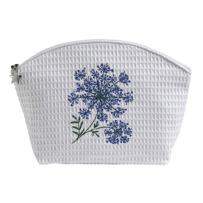 Cosmetic Bag (Medium), Queen Anne's Lace (Blue)