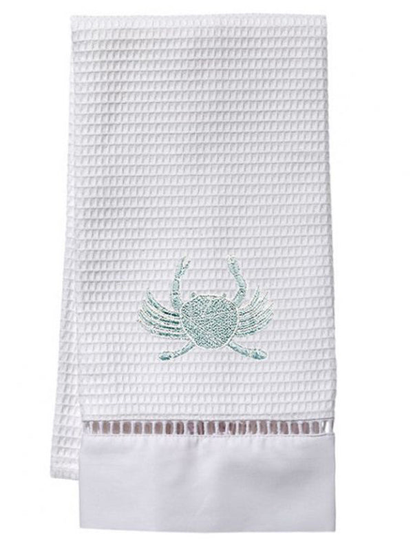 Guest Towel, Waffle Weave, Crab (Aqua)