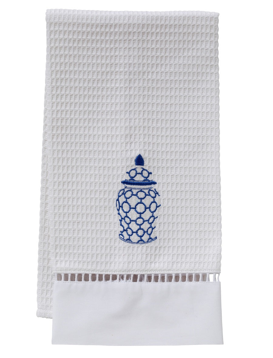 Guest Towel, Waffle Weave, Ginger Jar Chain-Links (White)