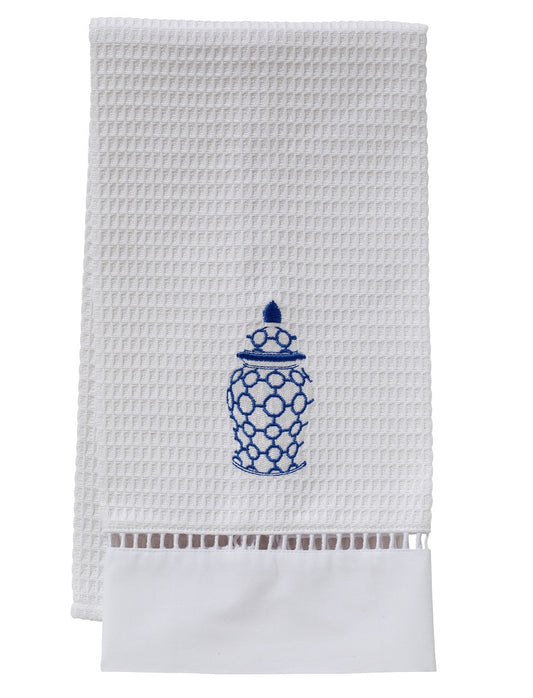 Guest Towel, Waffle Weave, Ginger Jar Chain-Links (White)