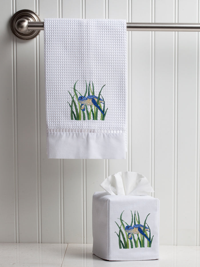 Tissue Box Cover, Turtle in Reeds