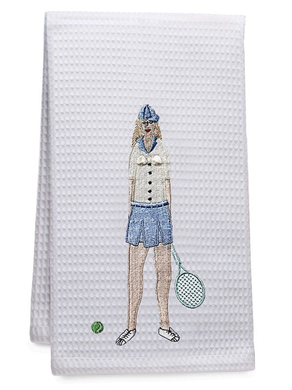 Guest Towel, Waffle Weave, Tennis Lady (Blue)
