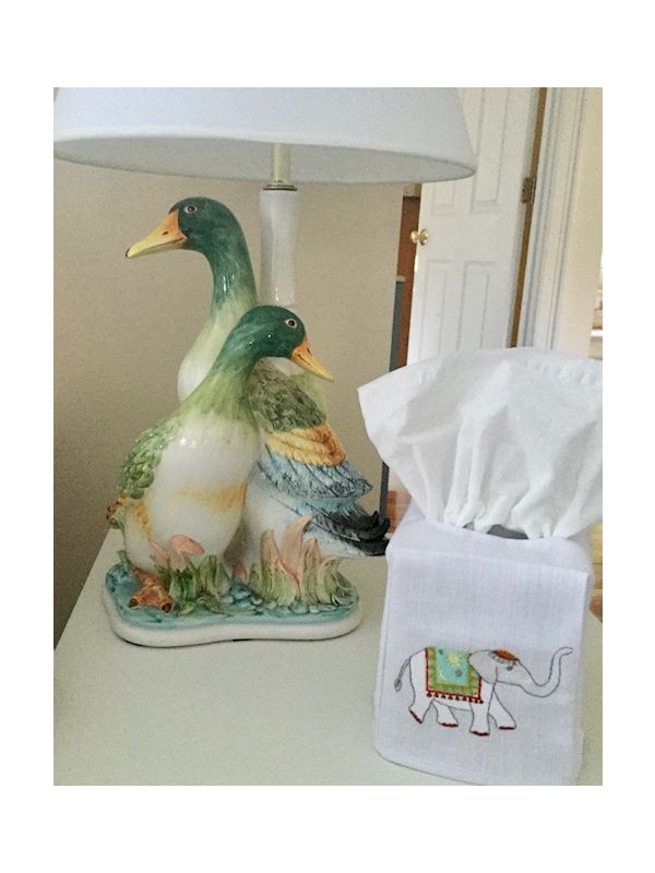 Tissue Box Cover, Charming Elephant (Blue)