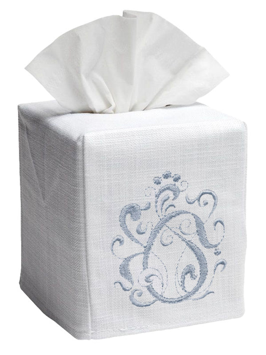 Tissue Box Cover, English Scroll (Duck Egg Blue)