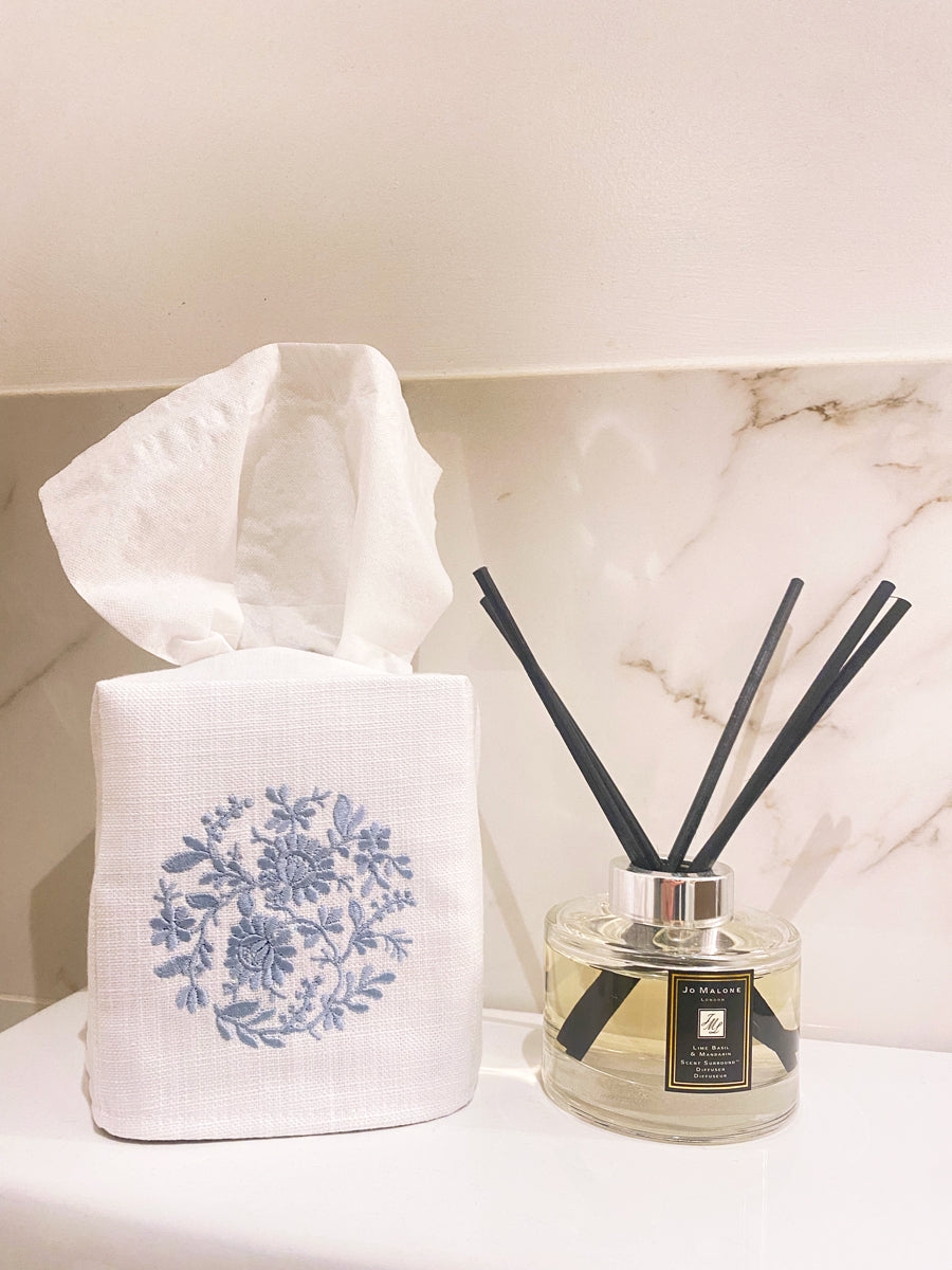 Tissue Box Cover, Flower Wheel (Duck Egg Blue)