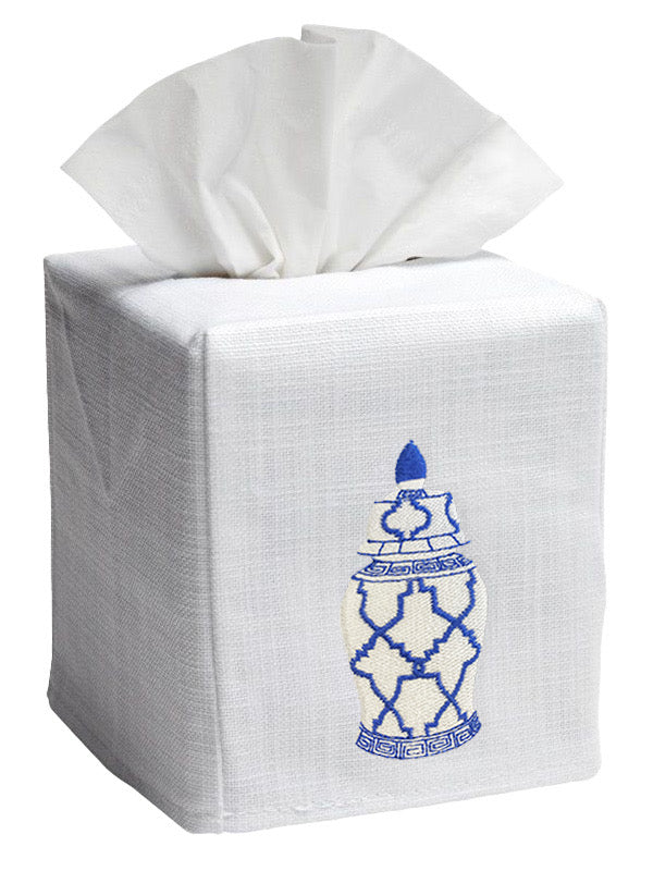 Tissue Box Cover, Ginger Jar Geometric (White)