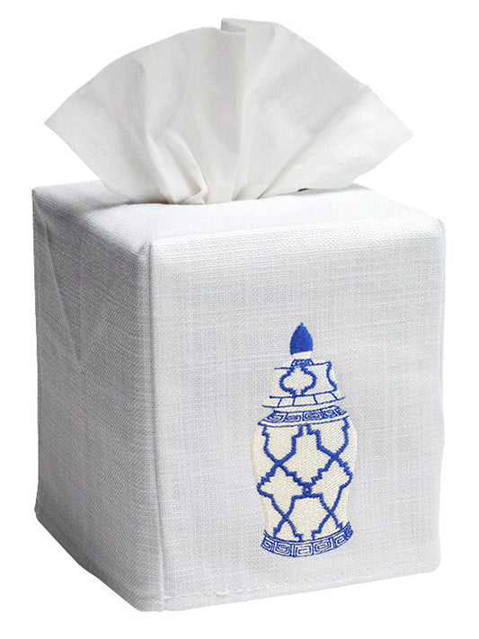 Tissue Box Cover, Ginger Jar Geometric (White)