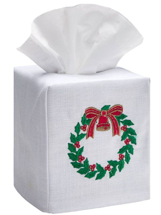 Tissue Box Cover, Bell Wreath (Green, Red)