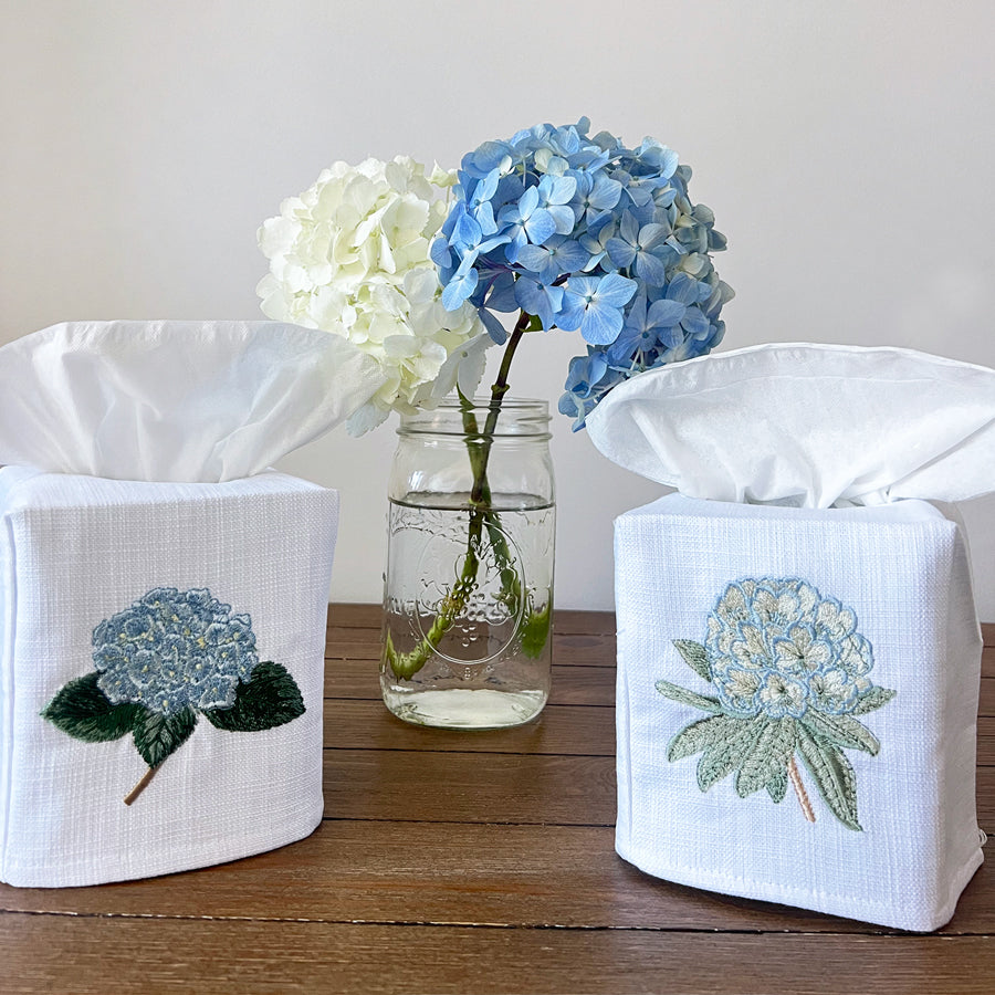 Tissue Box Cover, Rhododendron (Duck Egg Blue)
