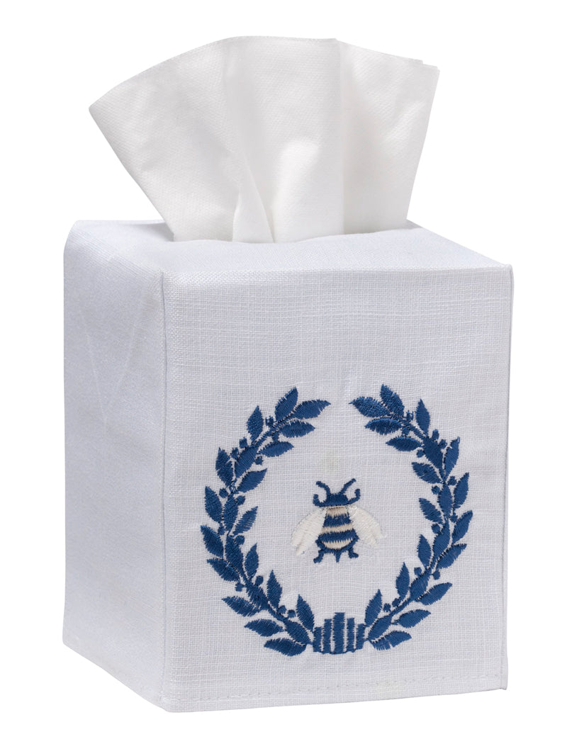 Tissue Box Cover, Napoleon Bee Wreath (Navy)