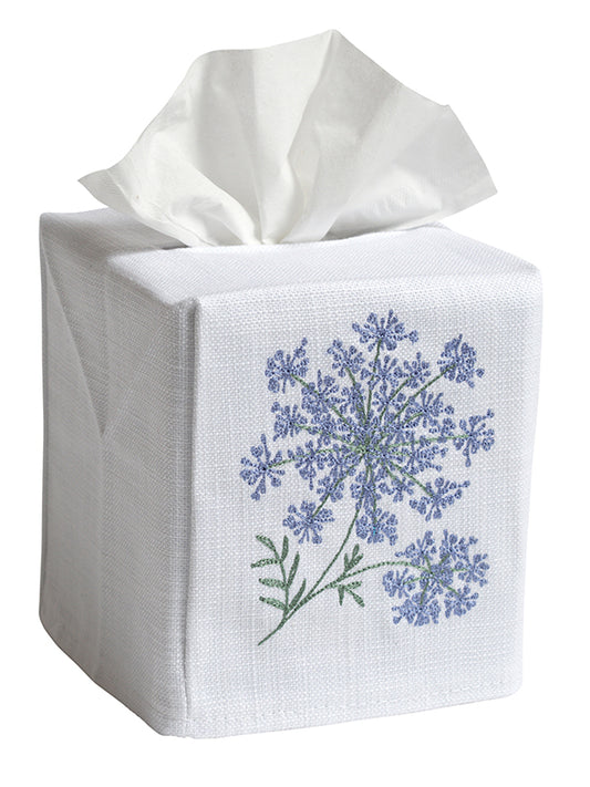 Tissue Box Cover, Queen Anne's Lace (Blue)