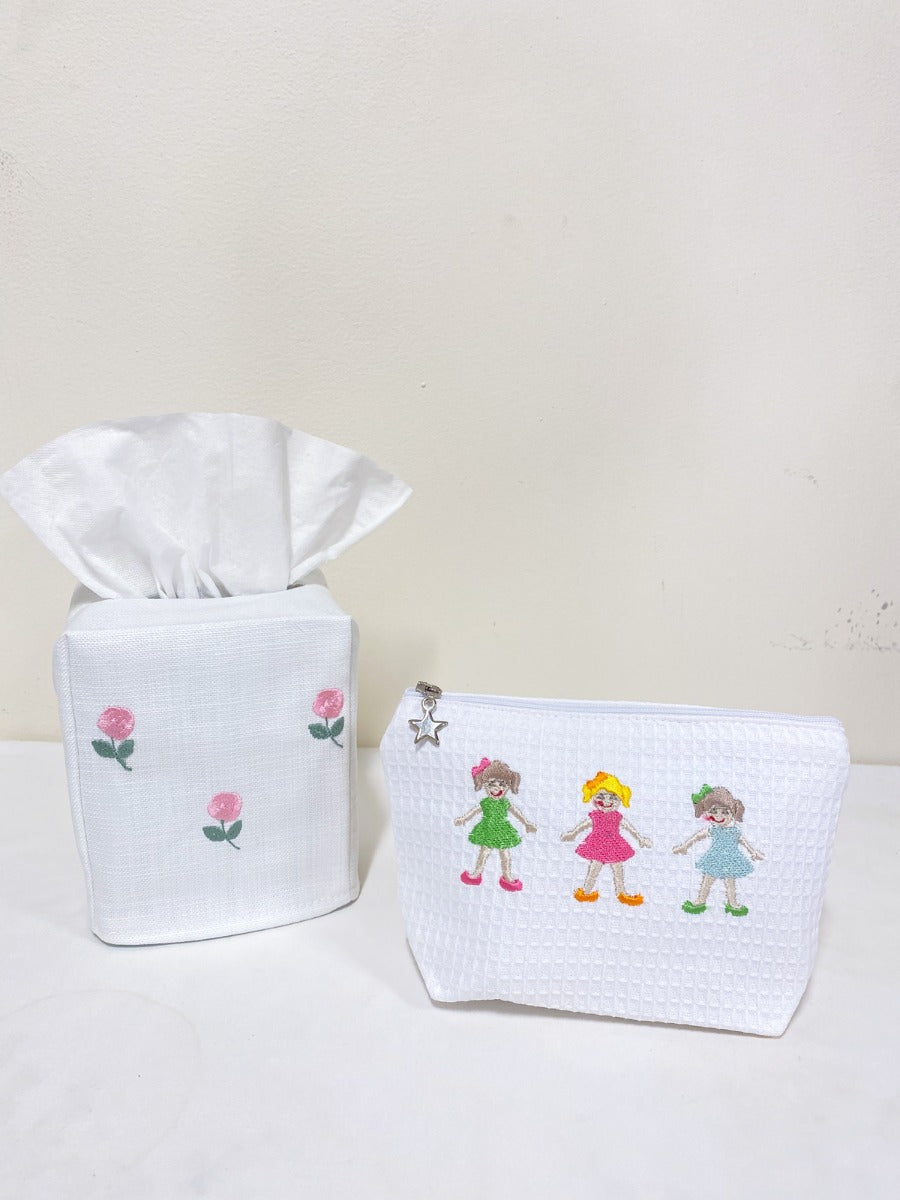 Tissue Box Cover, Rosebuds (Pink)