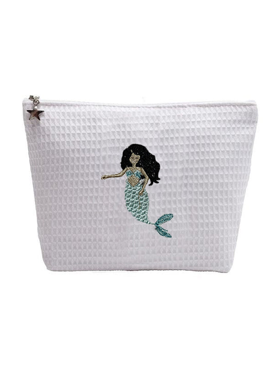 Cosmetic Bag (Medium), Waffle Weave, Exotic Mermaid (Aqua)