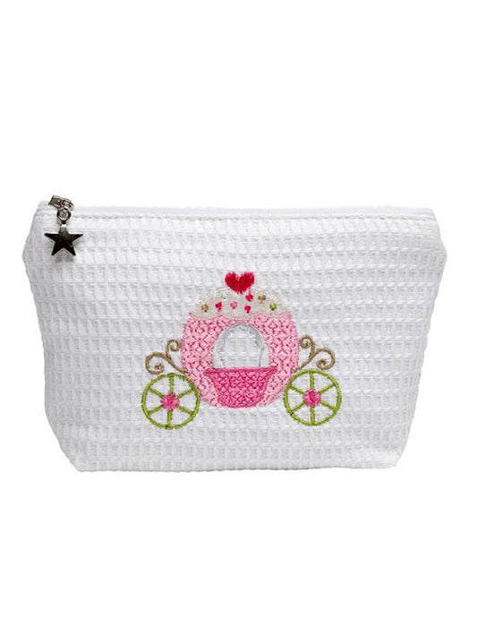 Cosmetic Bag (Small), Waffle Weave, Cinderella's Carriage (Pink)