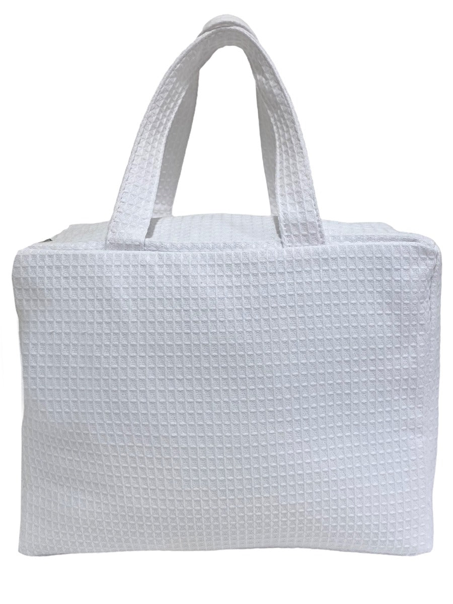 Cosmetic Case, Waffle Weave, Seahorse & Baby (Duck Egg Blue)