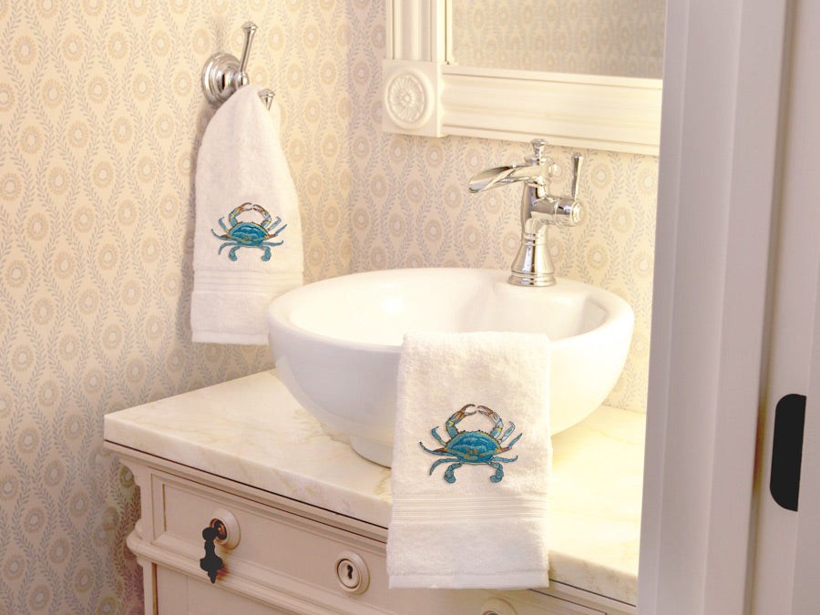 Guest Towel, Terry, Atlantic Crab (Aqua)