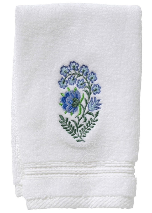 Guest Towel - White Cotton Terry, Embroidered
