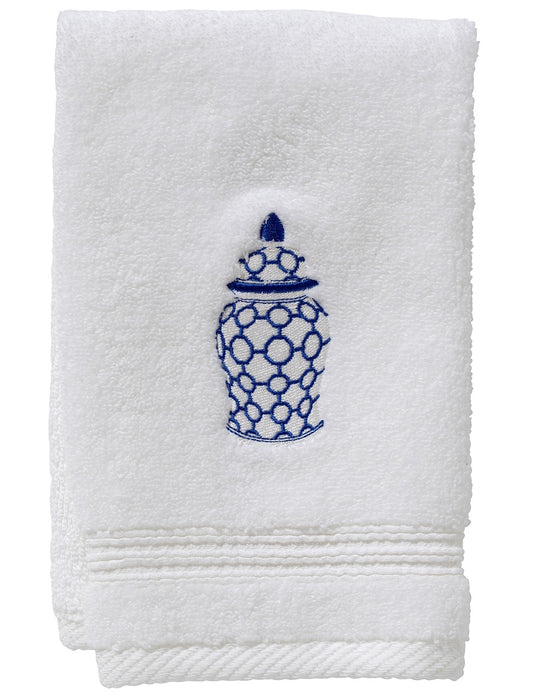 Guest Towel - White Cotton Terry, Embroidered