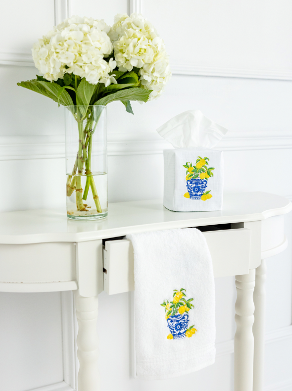 Tissue Box Cover, Lemons Ginger Jar