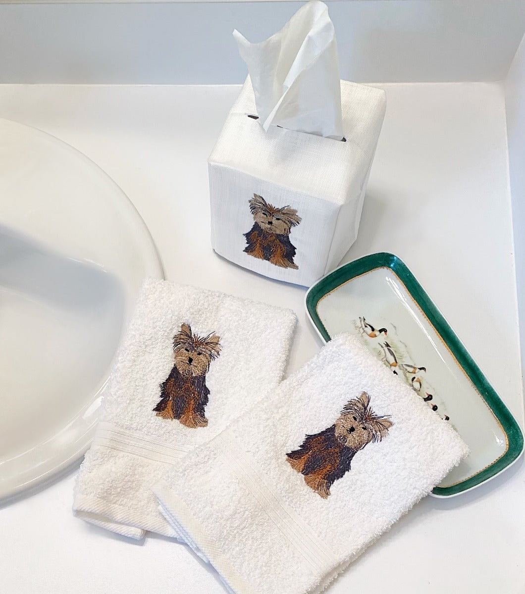 Tissue Box Cover, Yorkie Dog (Brown)