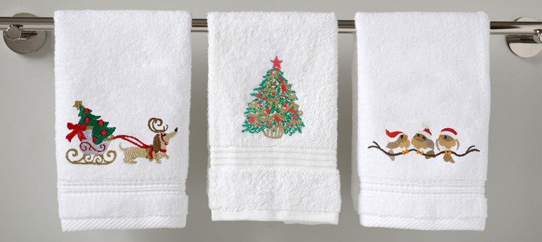 Guest Towel, Terry, Christmas Tree (Green / Red)
