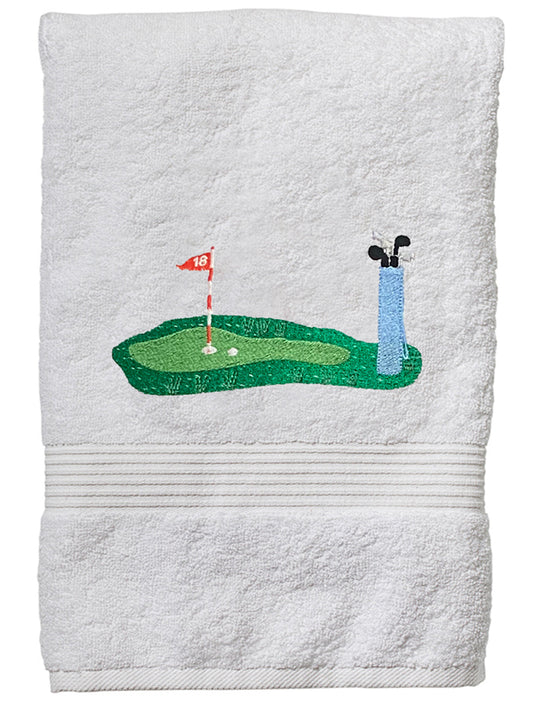 Hand Towel, White Cotton Terry, Putting Green