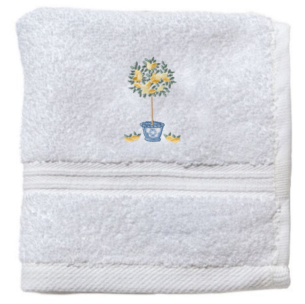 Wash Cloth, Terry, Lemon Topiary Tree (Yellow)